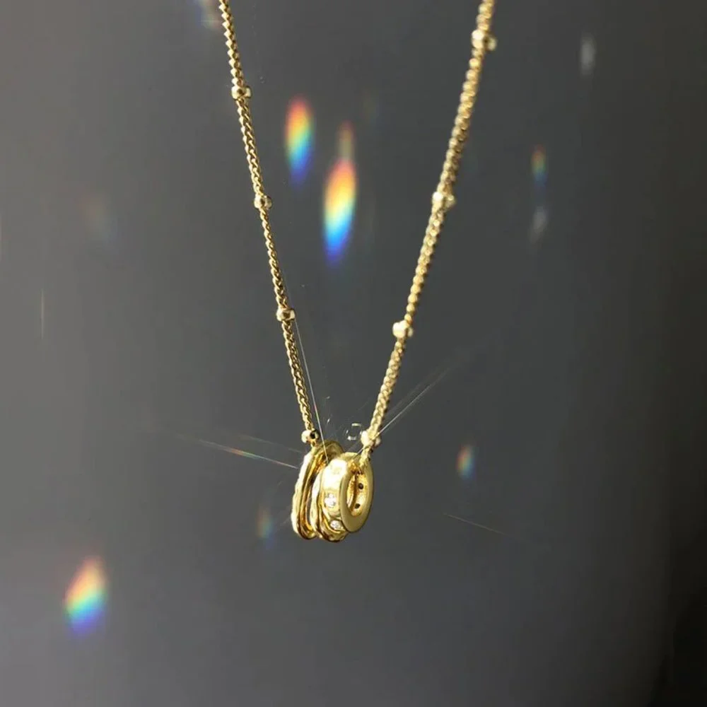 NEW Silver Gold Geometric Irregular Circle Necklace - Picture 8 of 8